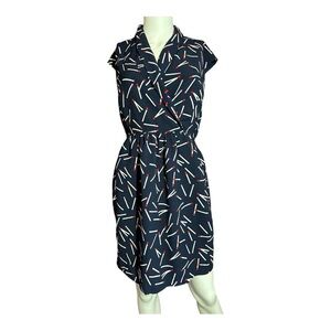 Molly Bracken Match Stick Blue Midi Dress with Pockets, Size M